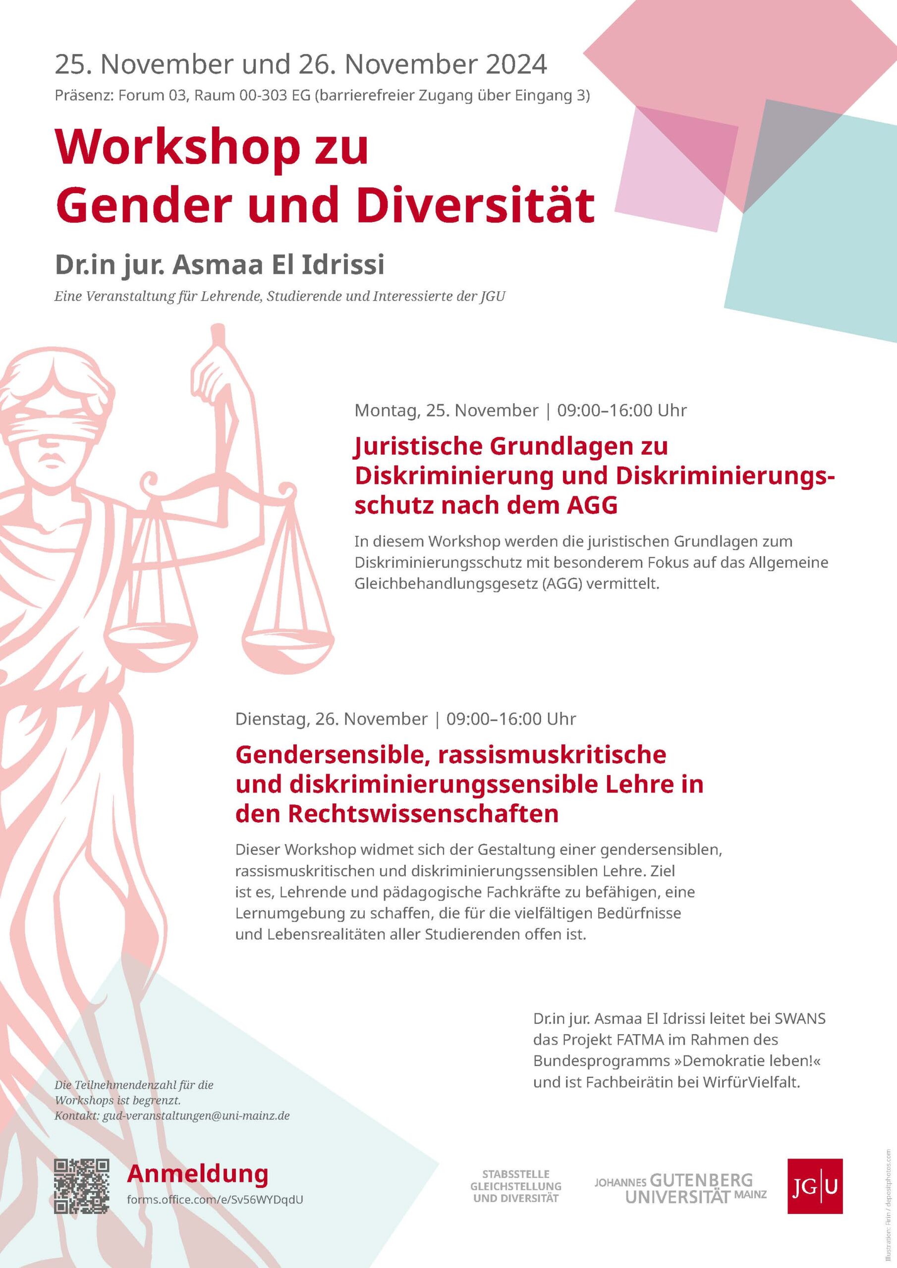 25.11.2024 | 09:00 - 16:00 | ONLINE | WORKSHOP ZU GENDER UND DIVERSITÄT |